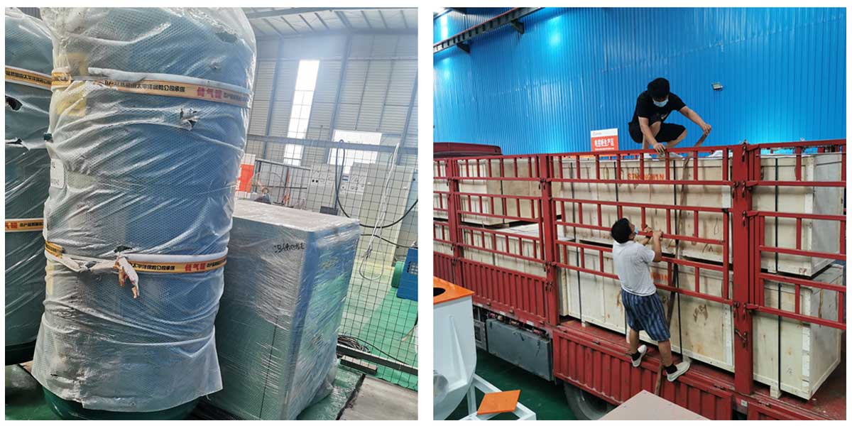 5臺脈沖除塵器，2條皮帶輸送機，22kw空壓機已發(fā)往巴拉圭 